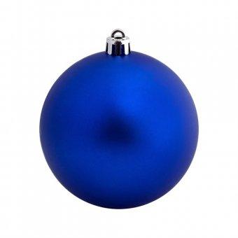 Синий  пластиковый елочный шар диаметром 8 см для нанесения логотипа