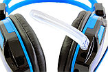 Игровые наушники с микрофоном,с усиленным кабелем SiPL Blue, фото 5