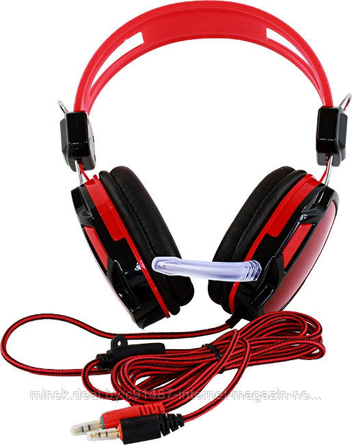 Игровые наушники с микрофоном,с усиленным кабелем SiPL Red