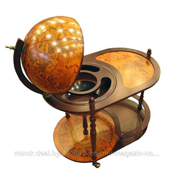Глобус-бар напольный со столиком (коричневый) - фото 1 - id-p69191660