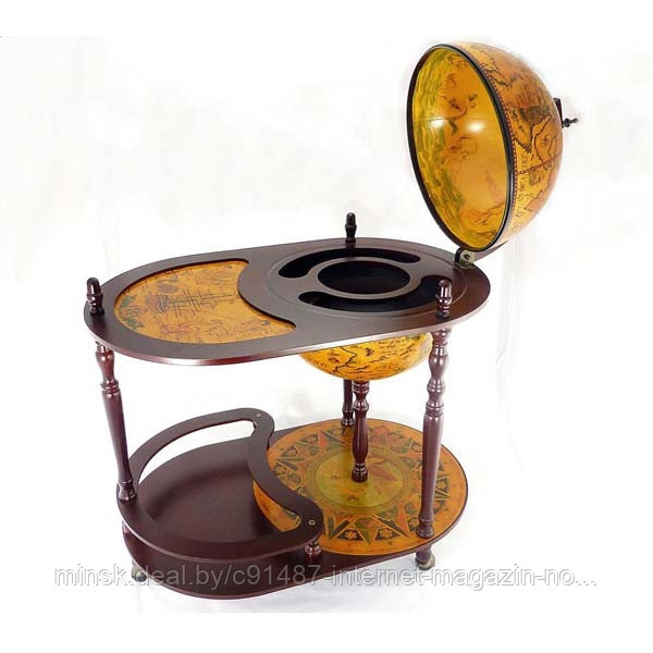 Глобус-бар напольный со столиком (коричневый) - фото 2 - id-p69191660