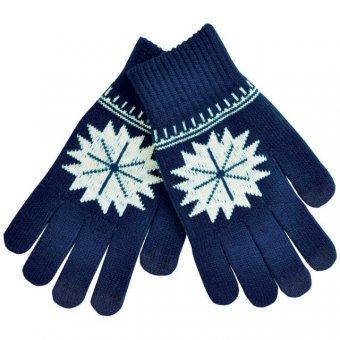 Синие вязаные перчатки для сенсорного экрана