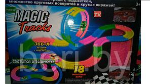 Magic Tracks светящийся трек 366+Х делатей, гоночная трасса, мертвая петля, 2 машинки светятся