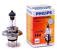 Лампа галоген.H4 12 V 60/55 W Vision +30% "Philips", 12342PRC1