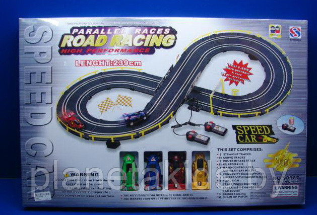 Автотрек Road racing с пультом и 4 машины,трасса 239 см,арт. 90987