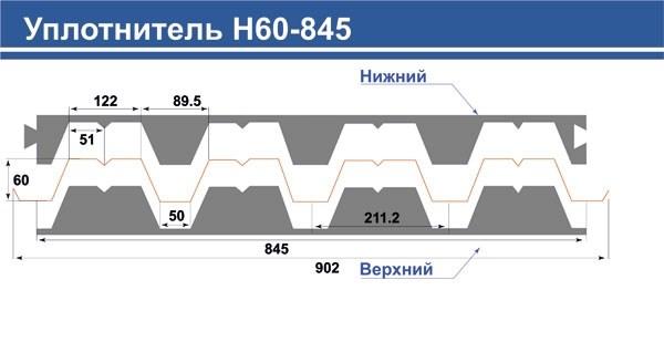 Уплотнитель для профнастила Н-60