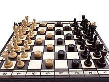 Шахматы-шашки ручной работы арт 165