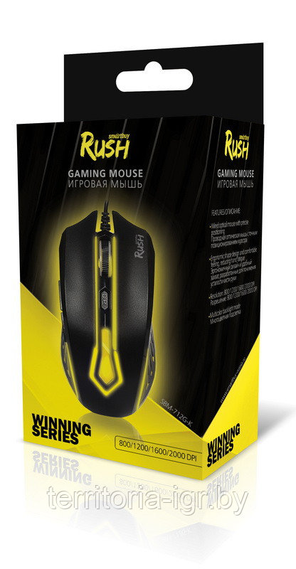 Оптическая игровая мышь с подсветкой RUSH SBM-712G-K черный Smartbuy - фото 1 - id-p69254547