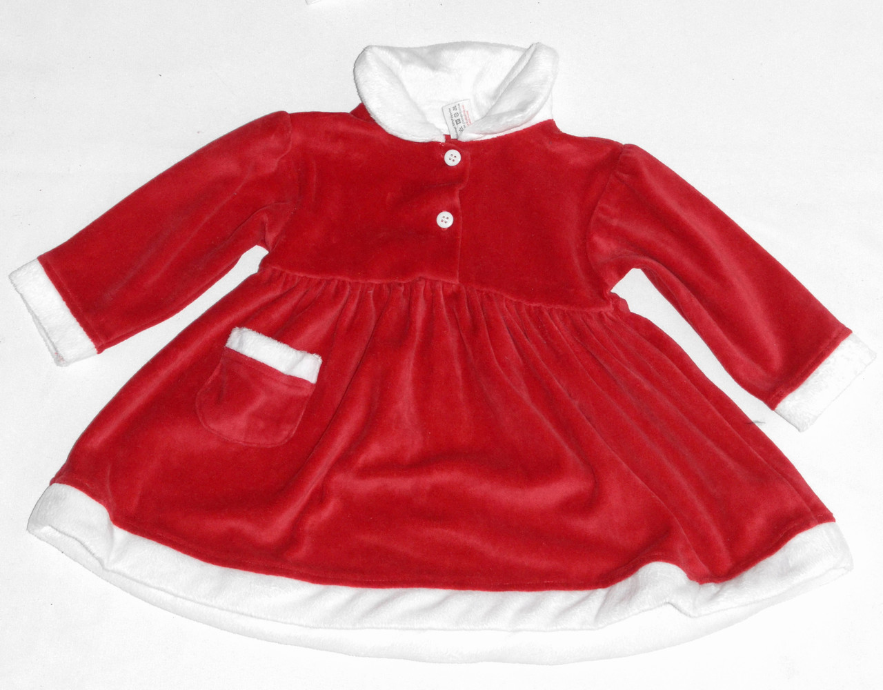 Платье новогоднее велюровое "Маленькая Санта" на 0-3 мес (можно старше) - фото 1 - id-p69318199