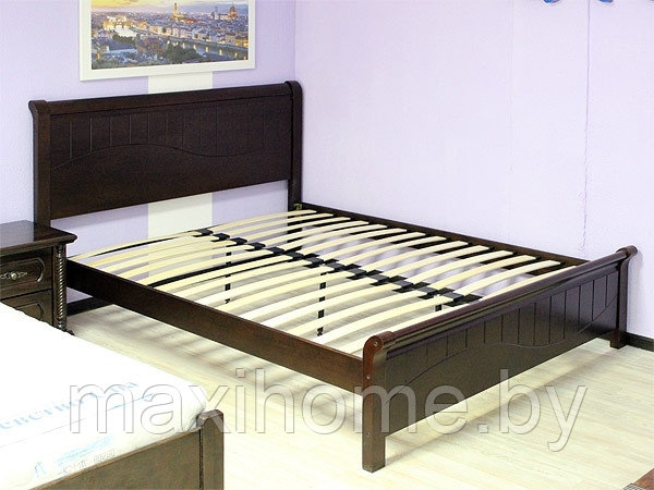 Кровать из массива гевеи 3655 с основанием, цвет венге - фото 3 - id-p69329682