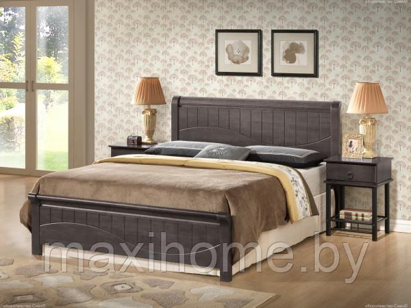 Кровать из массива гевеи 3655 с основанием, цвет серый
