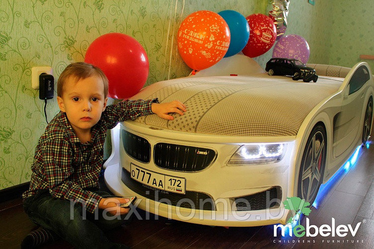 КРОВАТЬ-МАШИНА BMW (БЕЛЫЙ) МАТРАС В КОМПЛЕКТЕ - фото 6 - id-p69362419