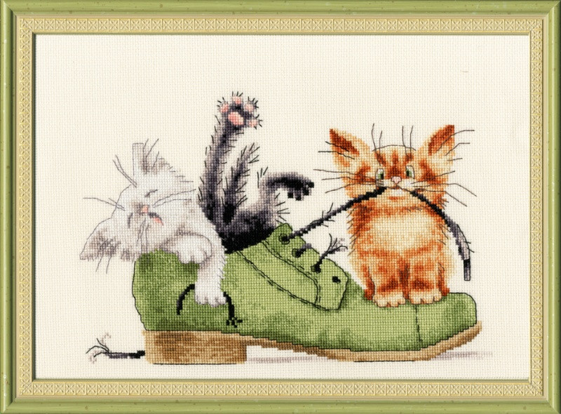 Набор для вышивания крестом «Котята в ботинке». - фото 1 - id-p69365415