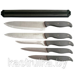 Набор ножей из нержавеющей сталис магнитной планкой (6 предметов) Mr-1428 Maestro