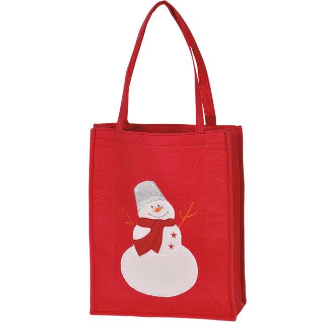 Мещок для новогодних подарков Снеговик красного цвета - фото 1 - id-p69400363
