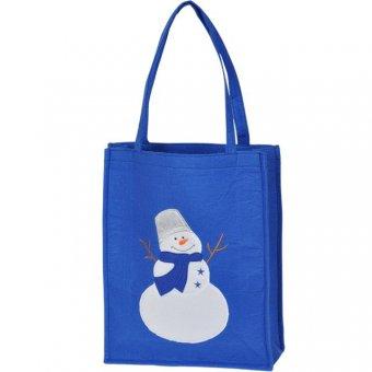 Мещок для новогодних подарков Снеговик синего цвета - фото 1 - id-p69400365
