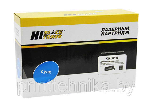 Картридж Hi-Black (HB-Q7581A) для HP CLJ 3800/CP3505/Canon MF8450, Восстановленный, C, 6K - фото 1 - id-p66817190