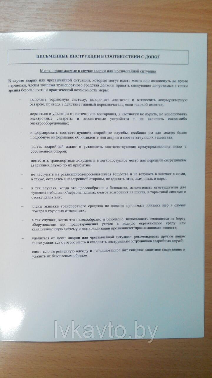 ПИСЬМЕННЫЕ ИНСТРУКЦИИ ДЛЯ ВОДИТЕЛЕЙ ПО ДОПОГ С АВАРИЙНОЙ ИНФОРМАЦИОННОЙ КАРТОЧКОЙ - фото 4 - id-p69502133