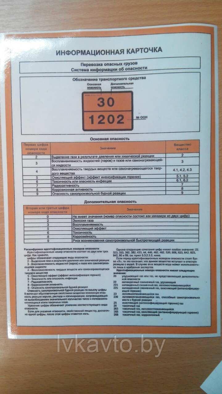 ПИСЬМЕННЫЕ ИНСТРУКЦИИ ДЛЯ ВОДИТЕЛЕЙ ПО ДОПОГ С АВАРИЙНОЙ ИНФОРМАЦИОННОЙ КАРТОЧКОЙ - фото 2 - id-p69502133