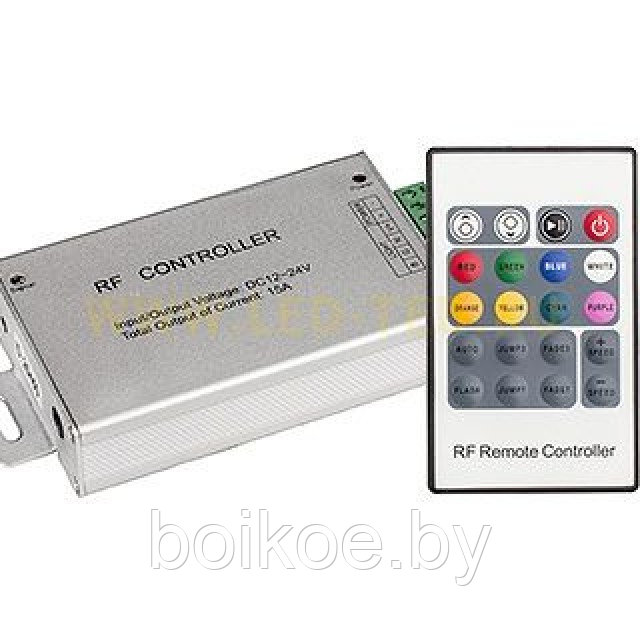 Контроллер для светодиодной ленты RGB с радио пультом RF-RGB-20-24A (12-24V, 288-576W, 20кн)