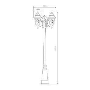 Светильник трехрожковый на столбе Altair F/3 черное золото, фото 2