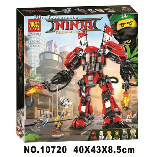 Конструктор Ниндзяго муви 10720 Огненный робот Кая 980 дет, аналог лего ниндзяго муви 70615