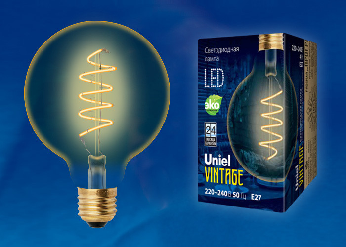 Ретро лампа Эдисона UNIEL светодиодная LED-G95-4W/GOLDEN/E27/CW GLV21GO - фото 1 - id-p69626020