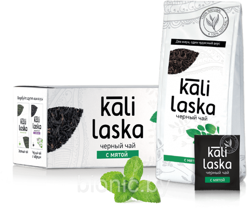Чай "Kali Laska" чёрный байховый с мятой  саше 25 шт., 50 г.