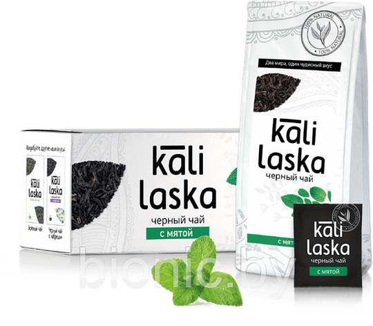 Чай "Kali Laska" чёрный байховый с мятой  саше 25 шт., 50 г., фото 2