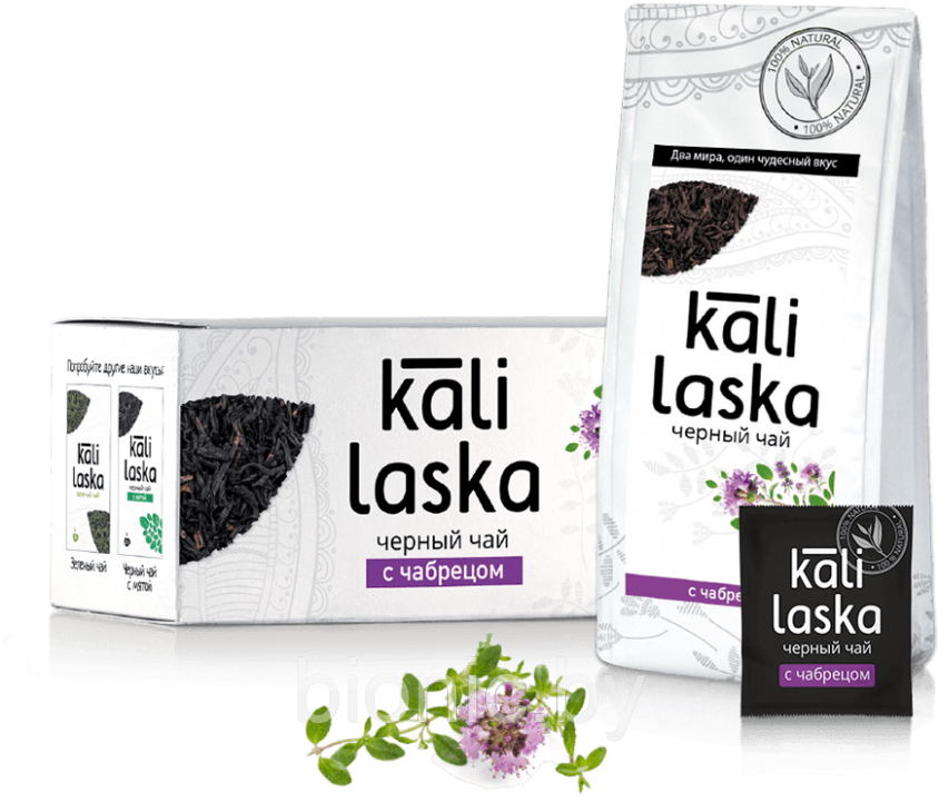 Чай "Kali Laska" чёрный байховый с чабрецом саше 25 шт., 50 г.