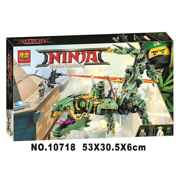 Конструктор Bela Ninja 10718 "Механический Дракон Зелёного Ниндзя" (аналог Lego Ninjago Movie 70612) 573 дет - фото 1 - id-p69662540