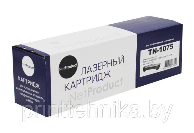 Тонер-картридж NetProduct (N-TN-1075) для Brother HL-1010R/1112R/DCP-1510R/MFC-1810R, 1K - фото 1 - id-p69634591