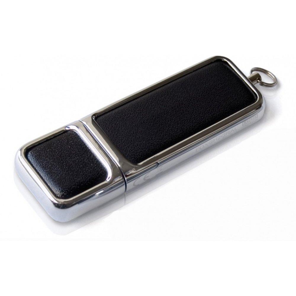 Флешка 32 GB из металла в кожаном чехле. Для нанесения логотипа