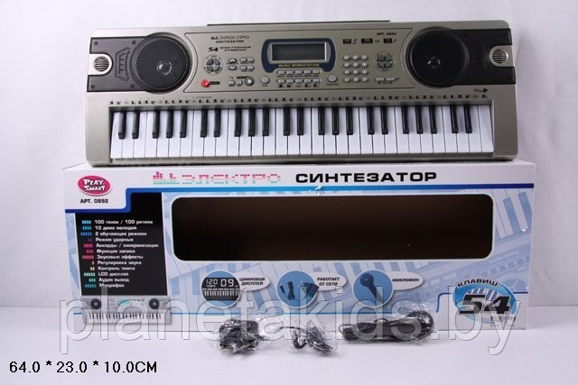 Синтезатор ( пианино) с микрофоном (от сети и от батареек) - фото 1 - id-p69678879