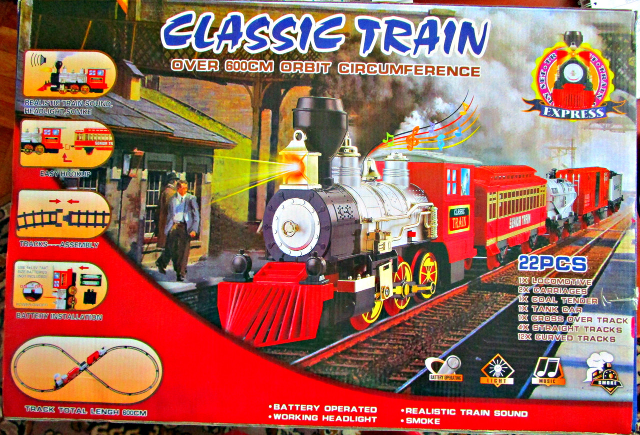 Детская железная дорога "Classic train" свет+звук+дым 22 детали - фото 1 - id-p69678869