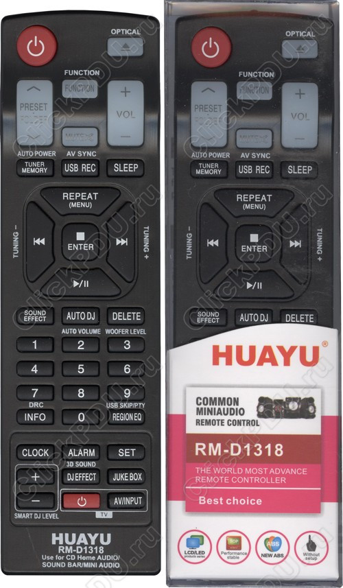 Huayu for LG RM-D1318 для музыкальных центров универсальный пульт  (серия  HRM1387)