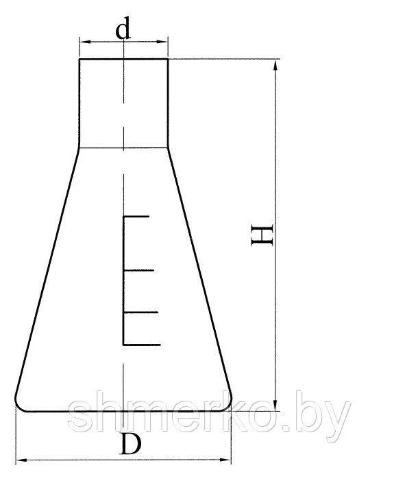 Колба коническая с цилиндрической горловиной с шкалой