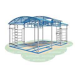 Теневой навес (на раме, ступенчатая крыша, встраиваемые турники)