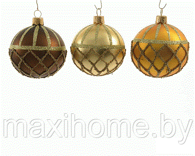 Набор шаров из стекла для украшения елки 3 шт. - фото 1 - id-p69811760
