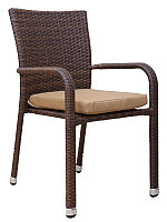 Кресло MONTENEGRO, (alu/коричневый, подушка 30мм, бежевая)