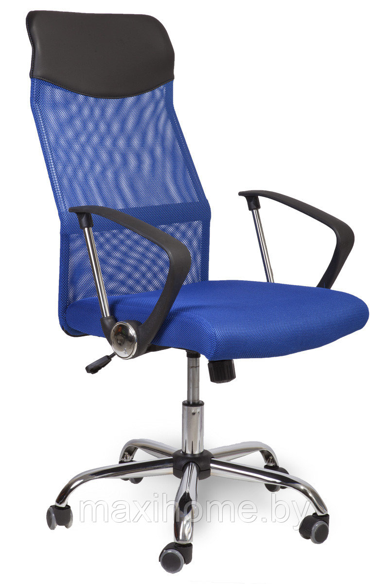Кресло поворотное ARIA CHROME, ECO (чёрный+сетка-синяя) - фото 1 - id-p69813332