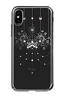 Чехол для iPhone X Hoco Diamond whisper series пластик глянцевый черный со стразами танцующая бабочка