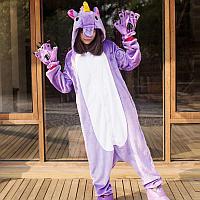 Пижама Кигуруми Единорог фиолетовый (рост 150-159, 160-169, 170-179 см)