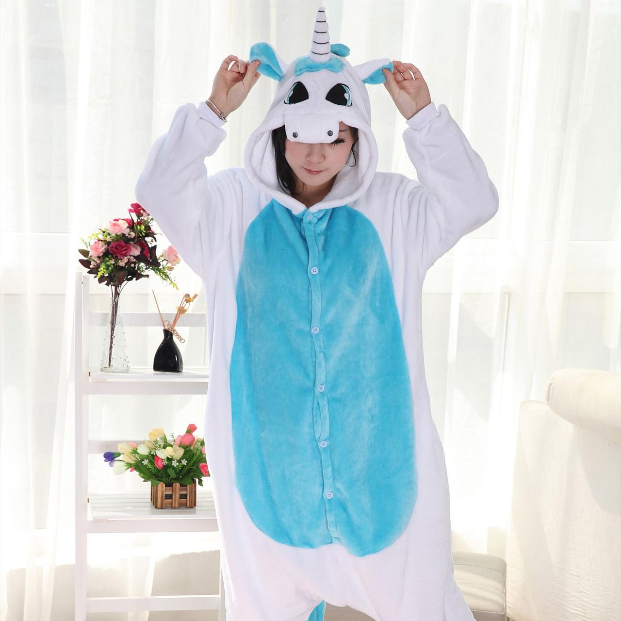 Пижама кигуруми Единорог Бело-голубой Пегас (рост 140-149,150-159 см) - фото 6 - id-p69888108