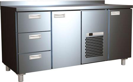 Холодильный стол Carboma 700 RAL ONE SIDE T70 M3-1 9006/9005 (3GN/NT Полюс) 2 двери 3 ящика