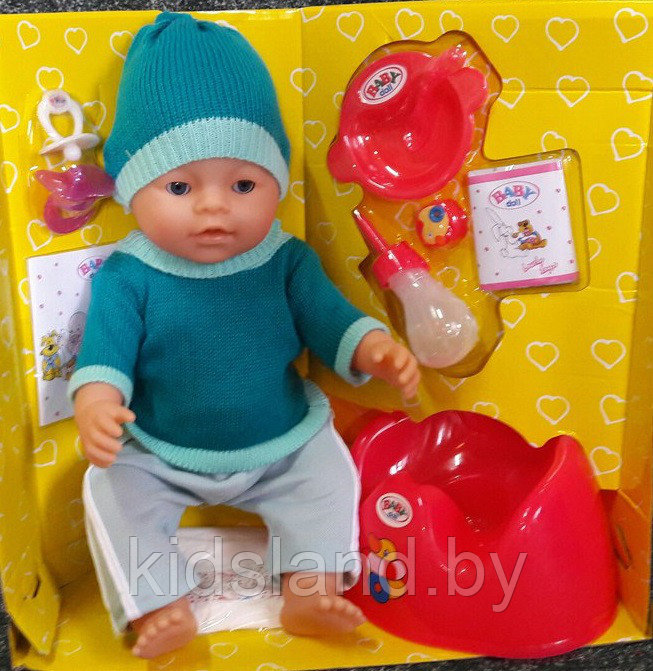 Кукла пупс Беби Долл (Baby Doll) аналог Беби Борн (Baby Born) арт. 8001-FR в бирюзовом