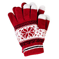 Перчатки для сенсорных экранов Touch Gloves красные с узором
