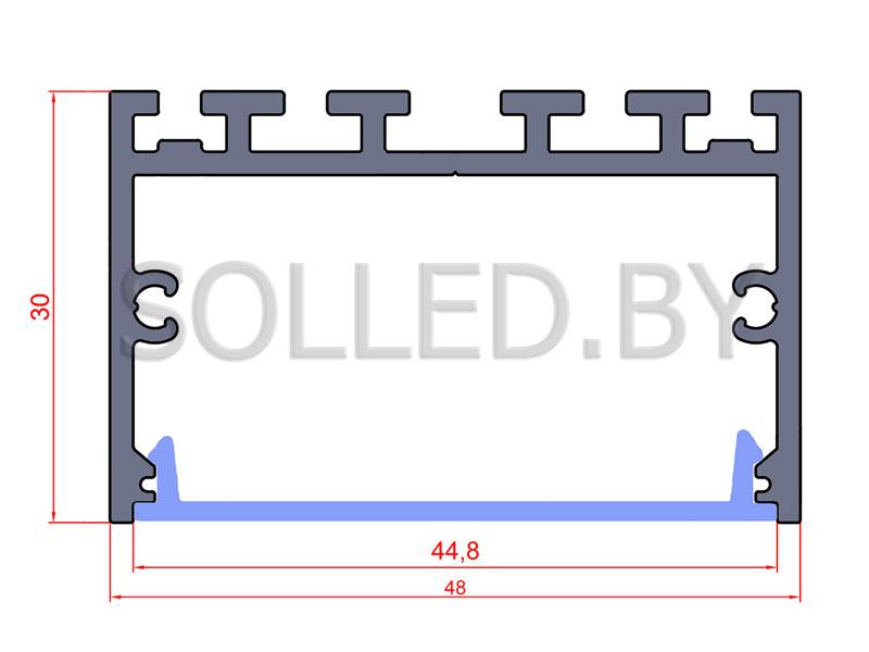 Алюминиевый профиль накладной с экраном 48х30 (solled 4830Н) - фото 2 - id-p79781527