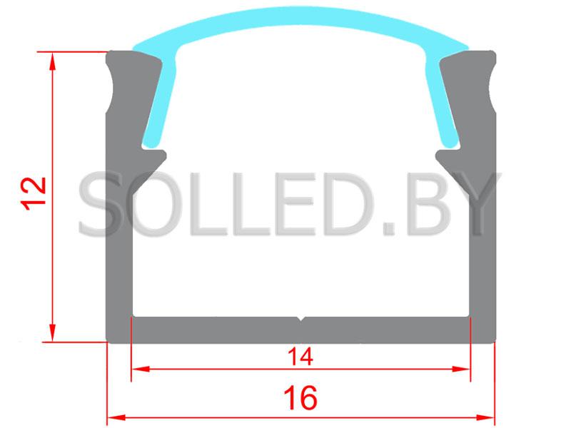 Алюминиевый профиль накладной с экраном 16х12 (solled 1612Н) - фото 2 - id-p70064207