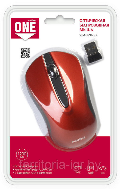 Беспроводная мышь SBM-329AG-R красный Smartbuy - фото 1 - id-p69218483